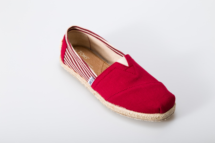 香港Toms經典紅色小條紋麻底男鞋