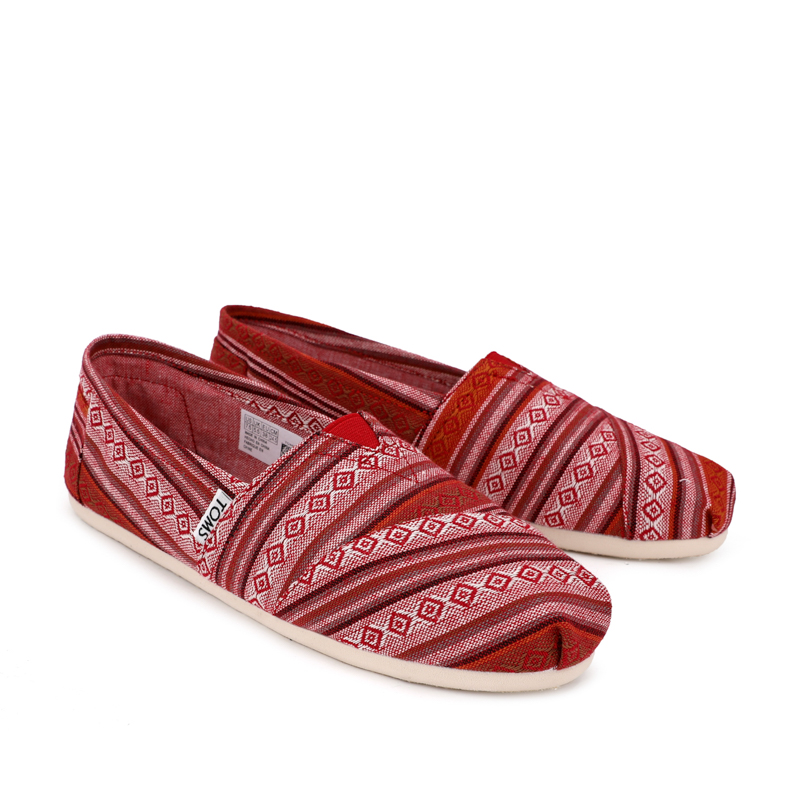 (image for) Toms 香港色織布酒紅條紋經典女款