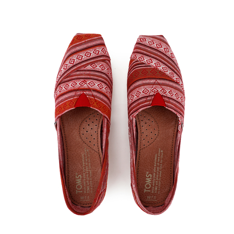 (image for) Toms 香港色織布酒紅條紋經典女款