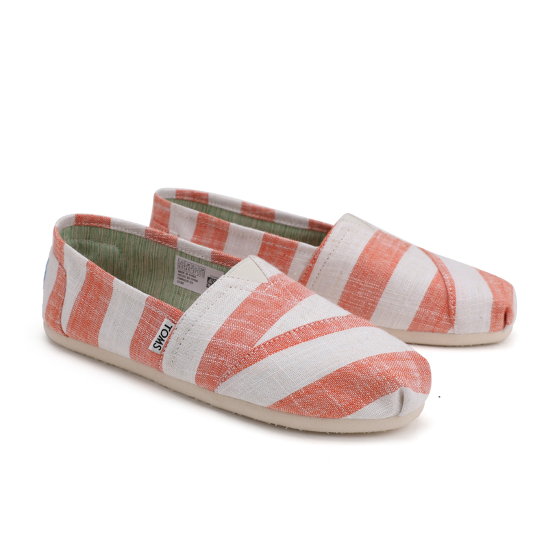 (image for) Toms 香港色織布白橙寬條紋經典女款