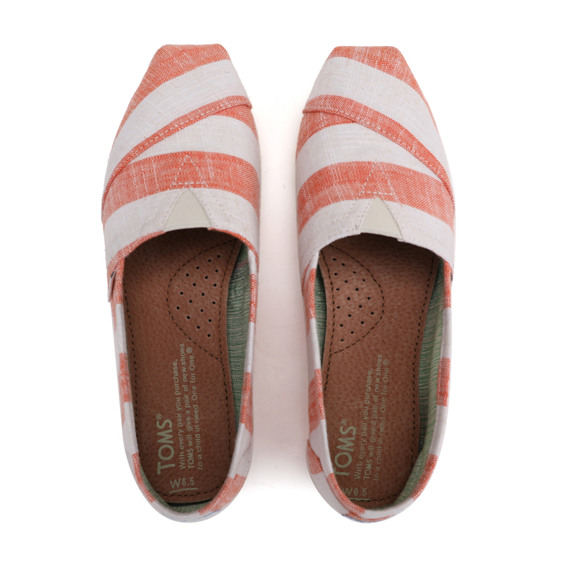 (image for) Toms 香港色織布白橙寬條紋經典女款