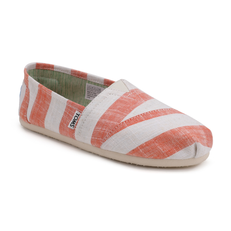 (image for) Toms 香港色織布白橙寬條紋經典女款