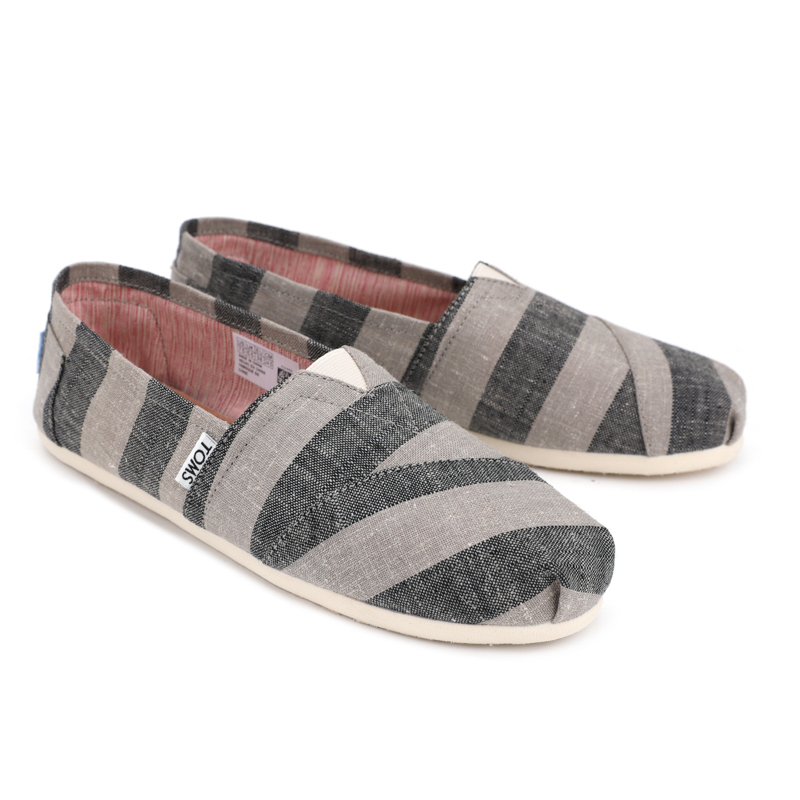 (image for) Toms 香港色織布黑灰寬條紋經典女款