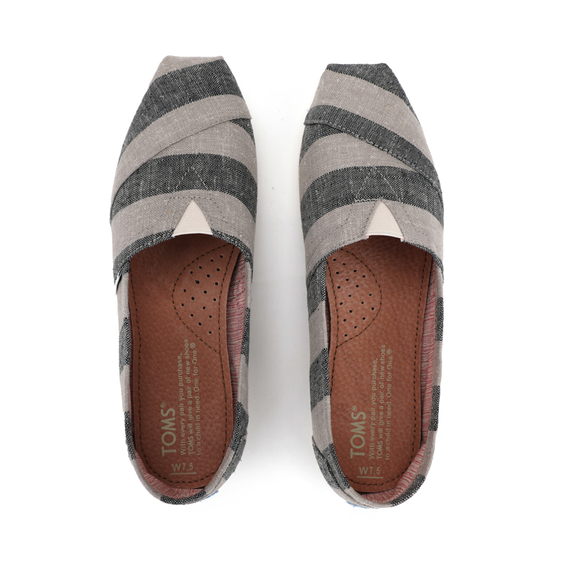 (image for) Toms 香港色織布黑灰寬條紋經典女款