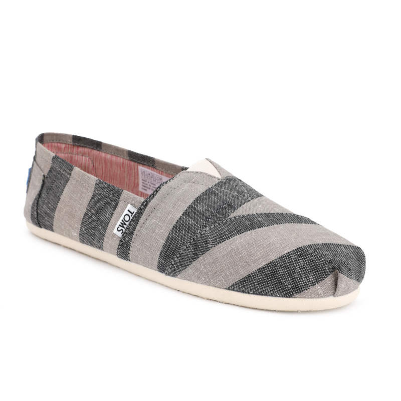 (image for) Toms 香港色織布黑灰寬條紋經典女款