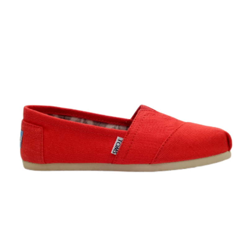 香港Toms時尚橙紅色亞麻布女鞋